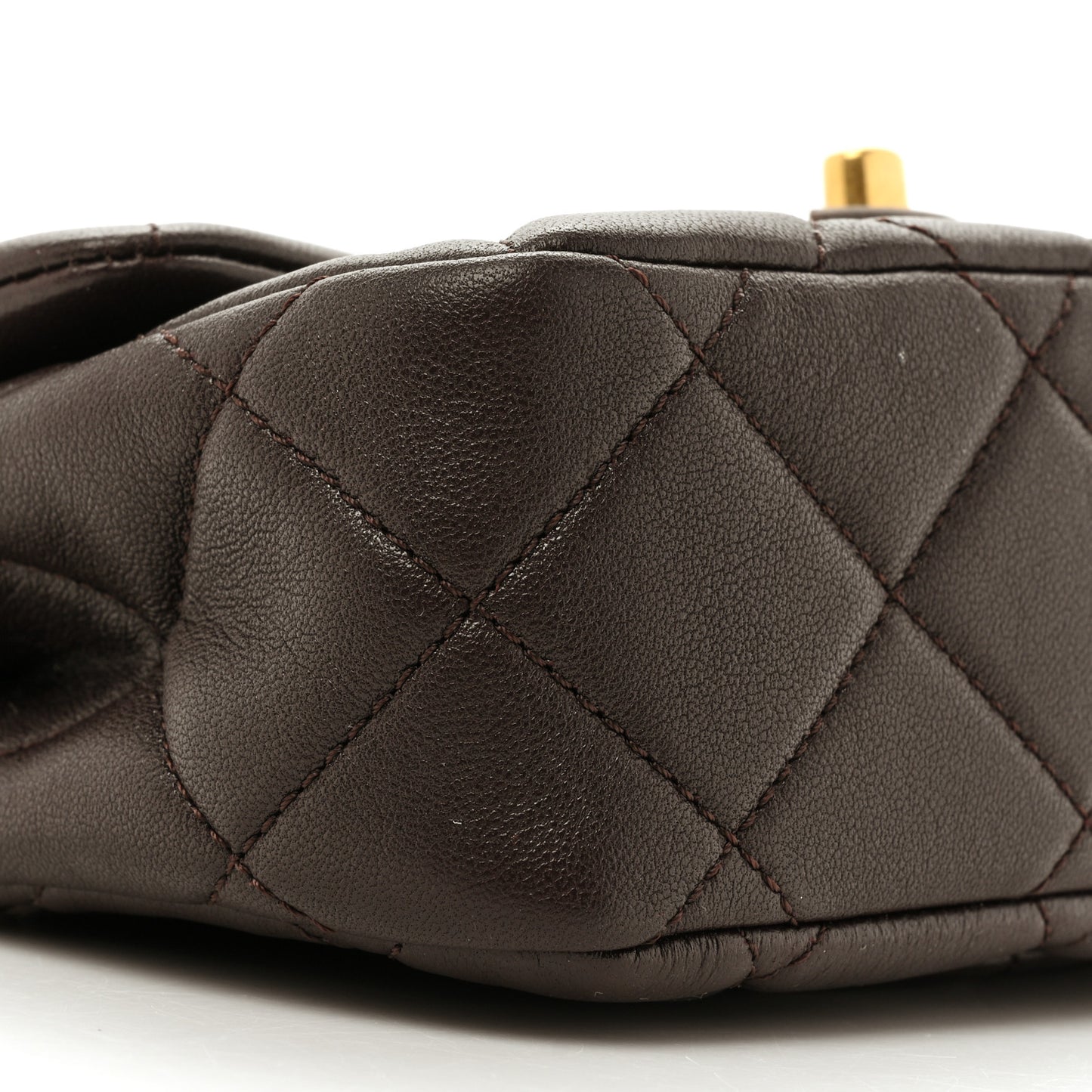 Lambskin Wenge Quilted Mini Fashion Wood Square Flap Brown
