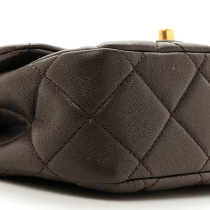 Chanel Lambskin Wenge Quilted Mini Fashion Wood Square Flap Brown 9 of 13