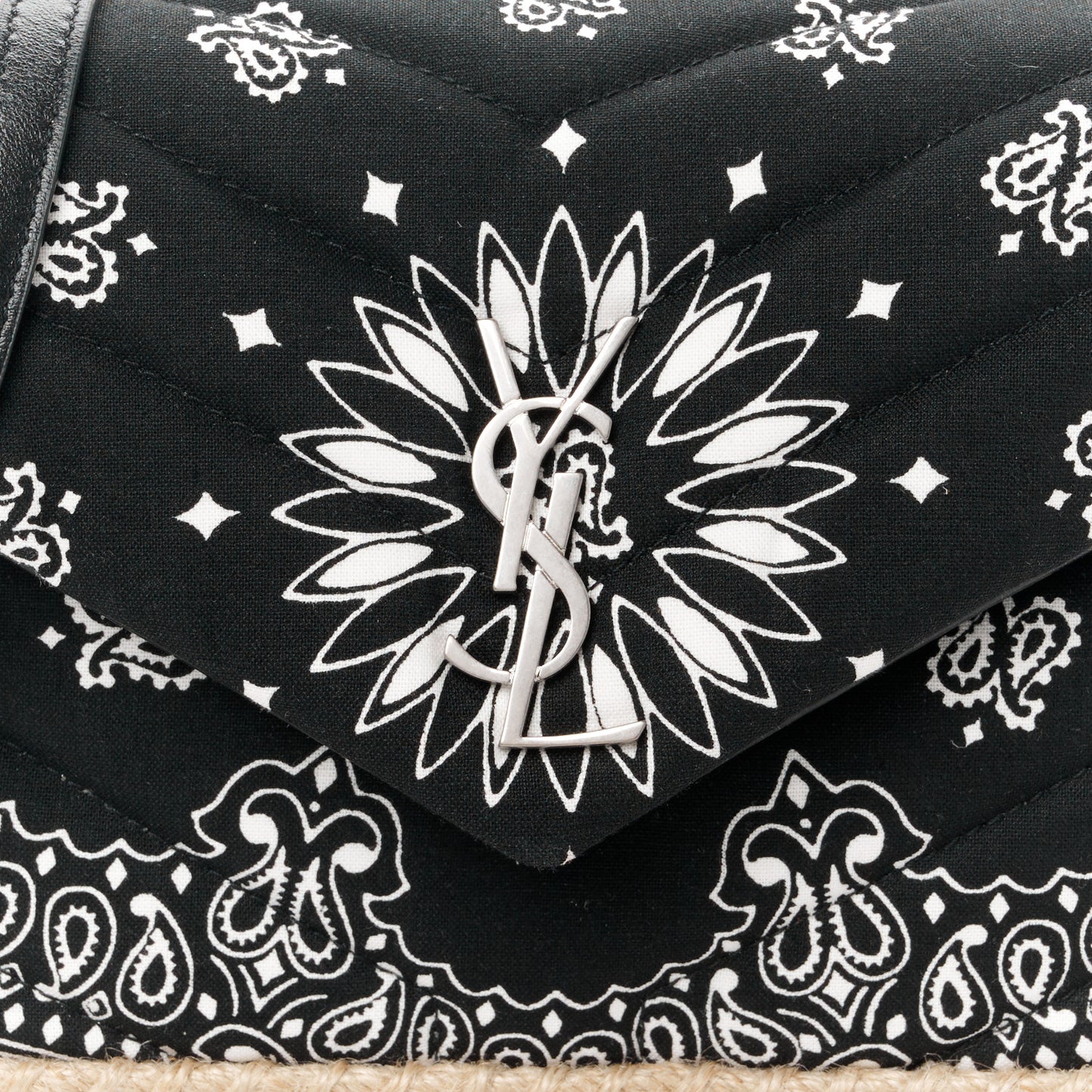 Cotton Bandana Y Quilted Monogram Toy Loulou Crossbody Bag Black White