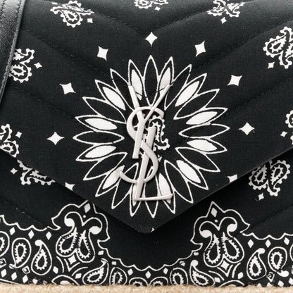 Saint Laurent Cotton Bandana Y Quilted Monogram Toy Loulou Crossbody Bag Black White 9 of 11