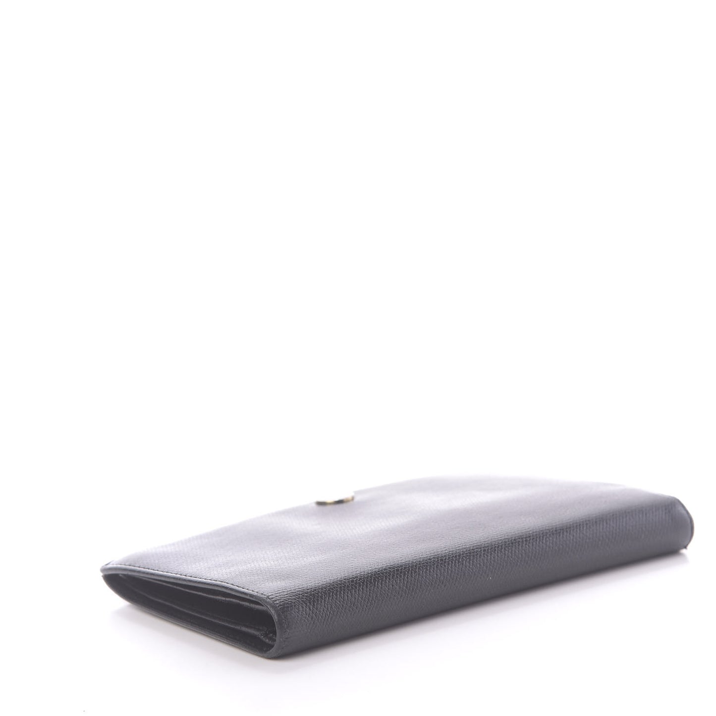 Grained Calfskin CC Button Yen Wallet Black