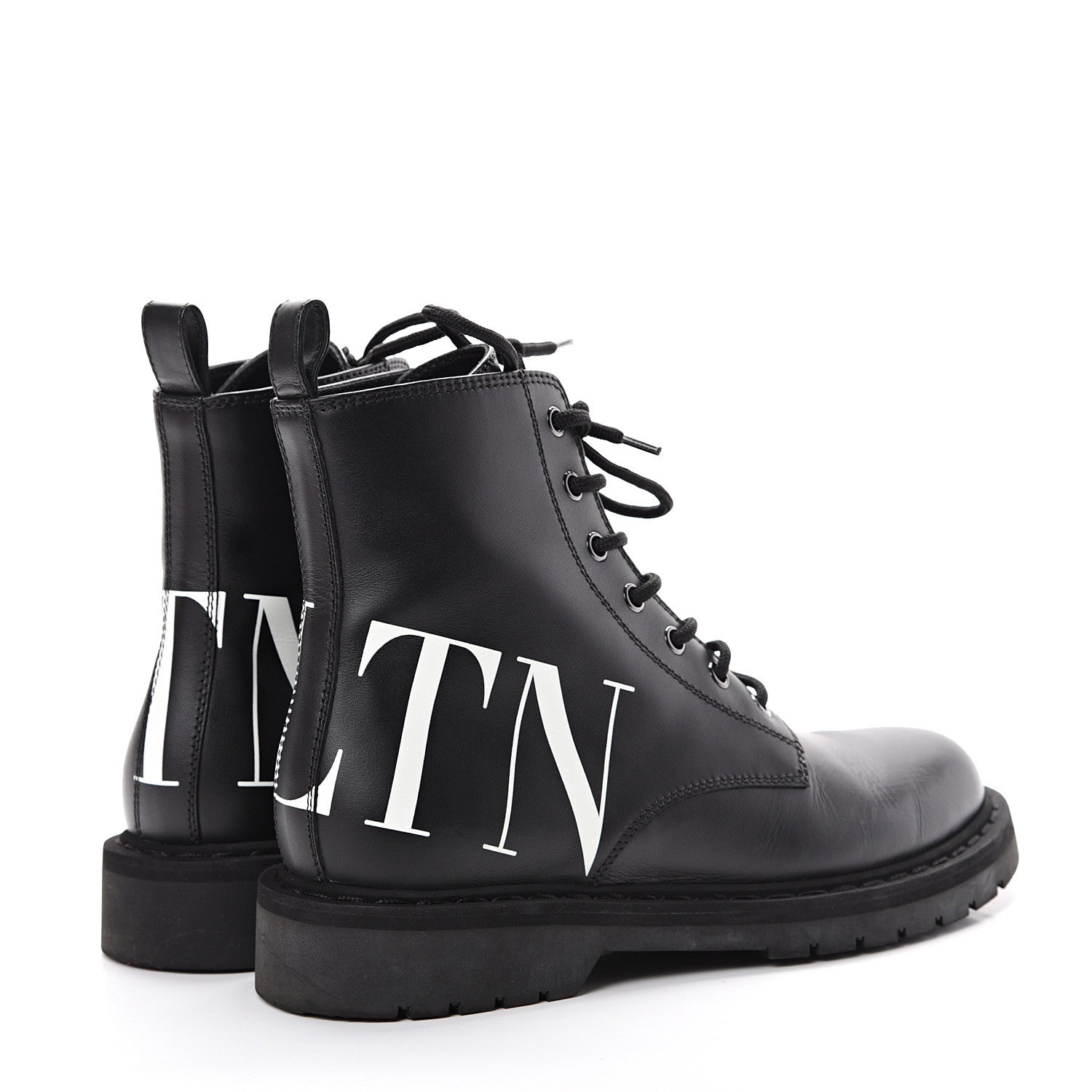 Valentino Garavani Calfskin VLTN 20mm Combat Boots 39.5 Black White 4 of 9