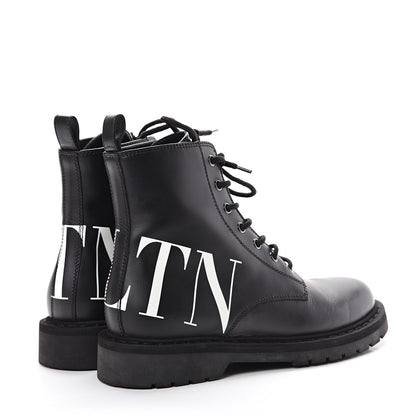 Valentino Garavani Calfskin VLTN 20mm Combat Boots 39.5 Black White 4 of 9
