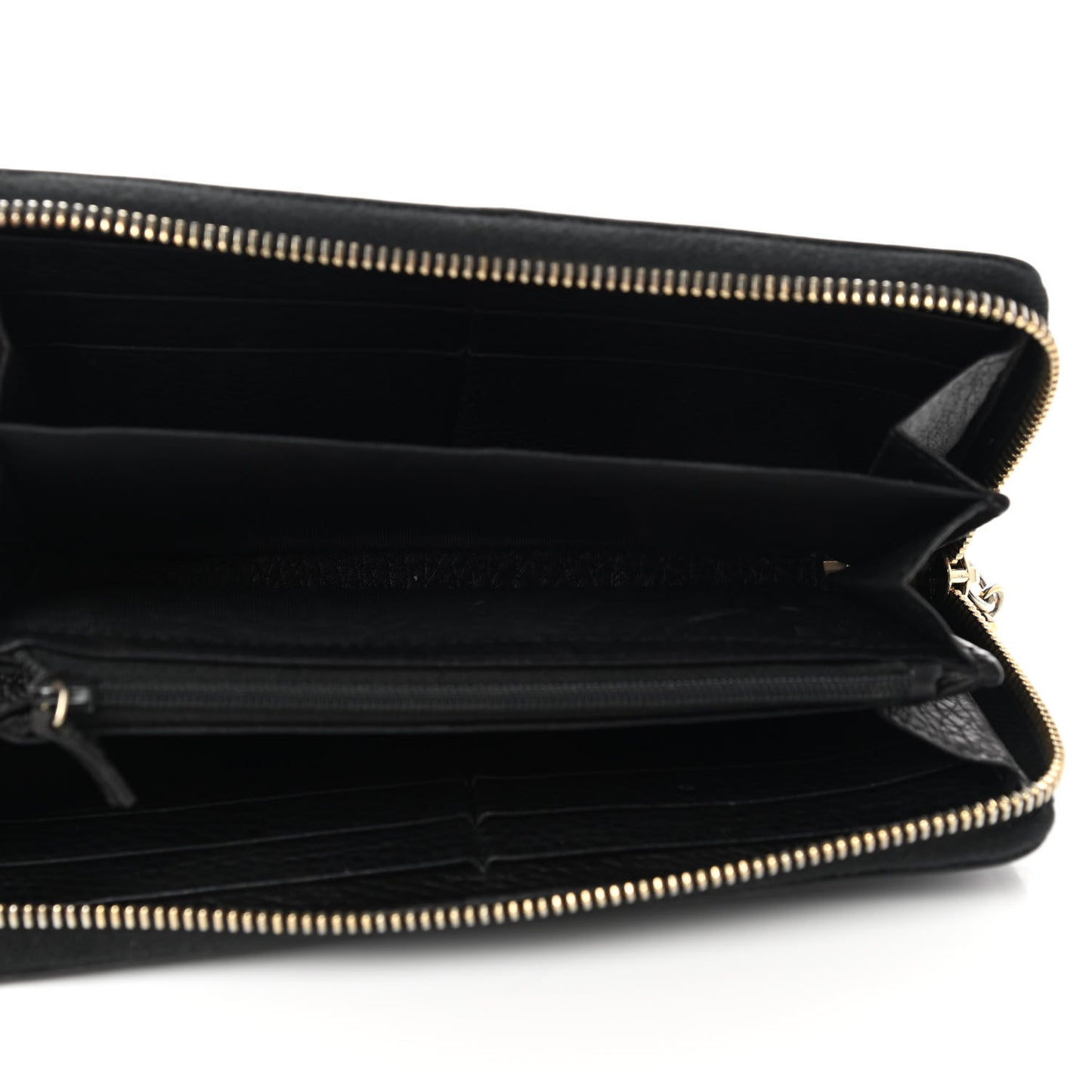 Pebbled Calfskin Soho Zip Around Wallet Black