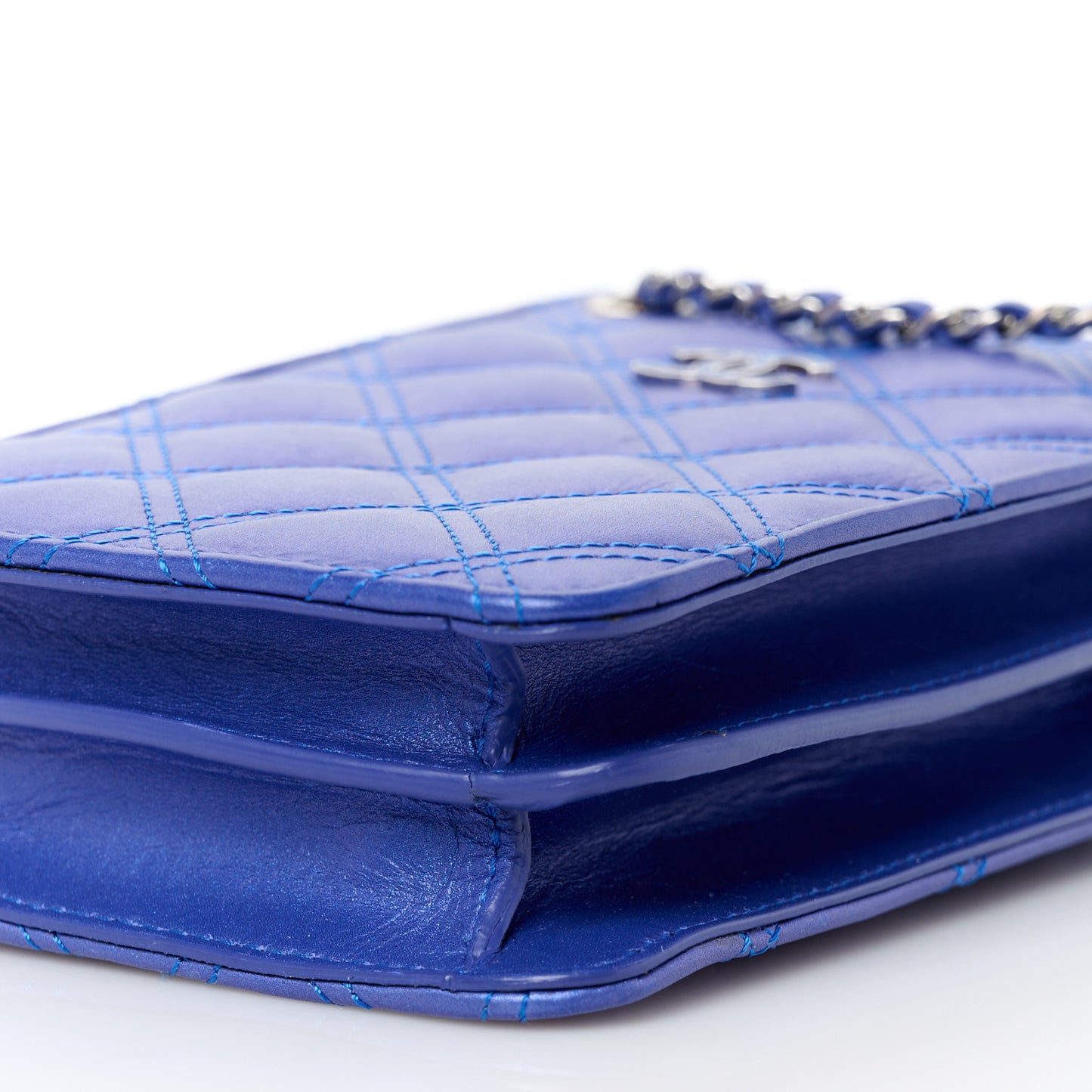 Calfskin Quilted Crossbody CC Phone Holder Dark Blue