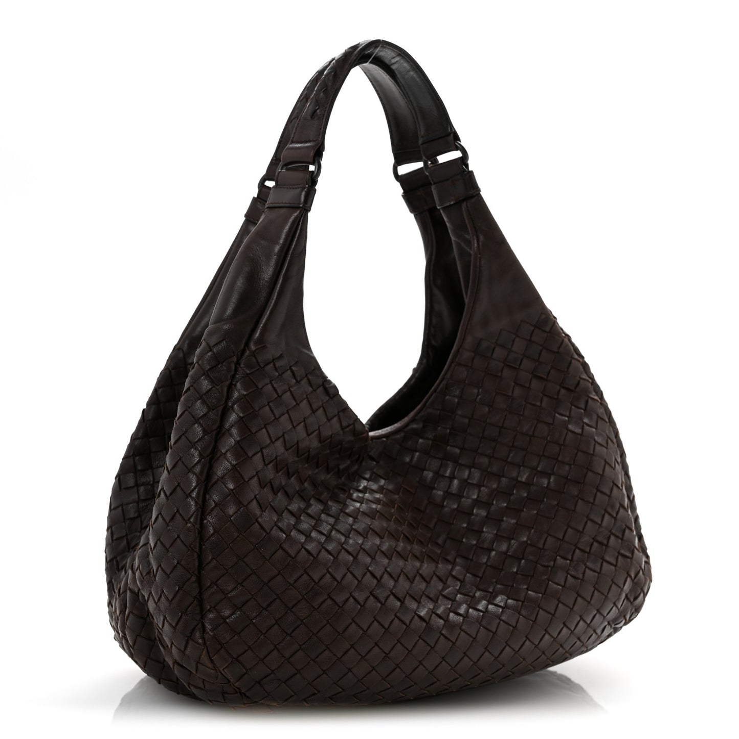 Nappa Intrecciato Medium Campana Hobo Ebano