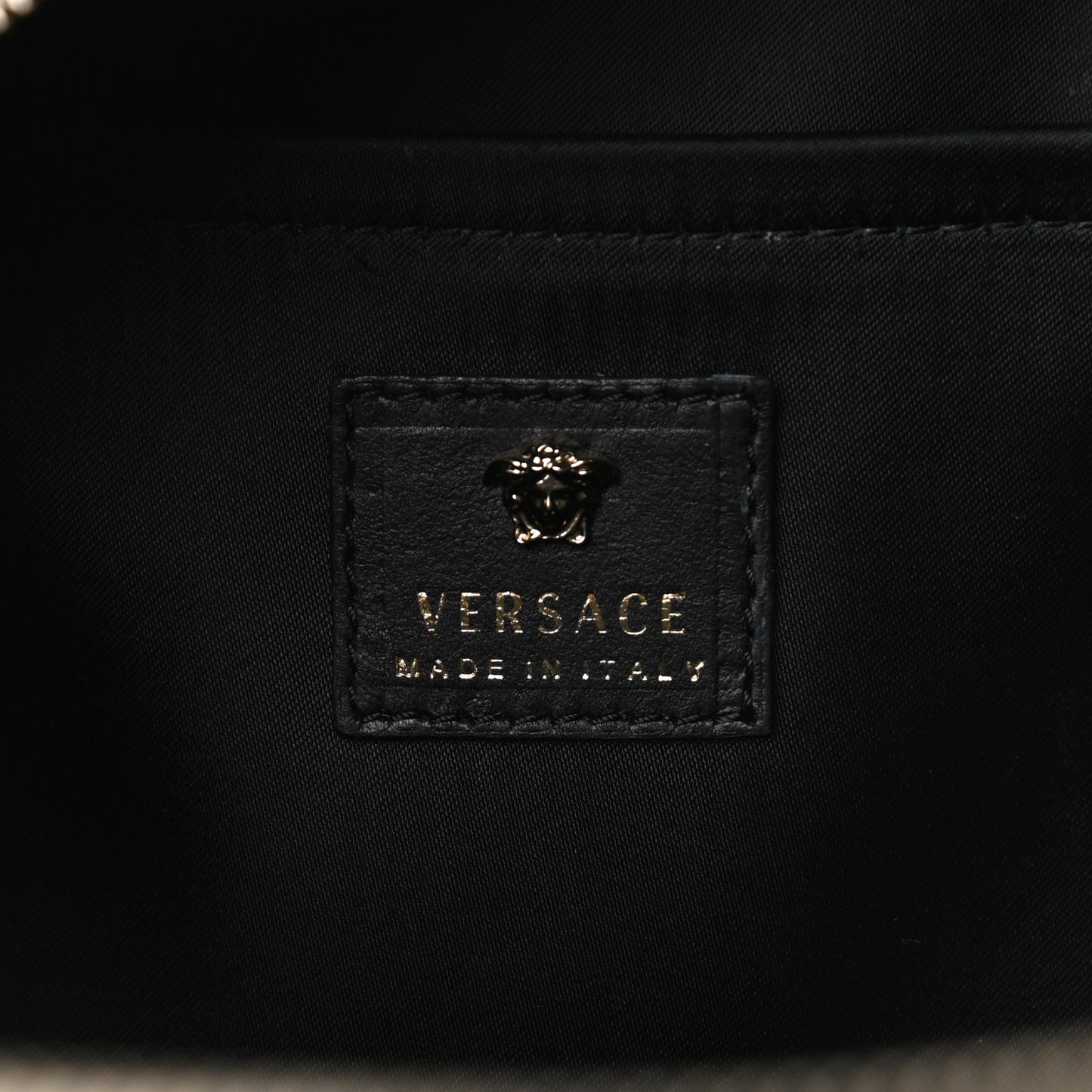 Calfskin Palazzo Medusa Chain Backpack Black