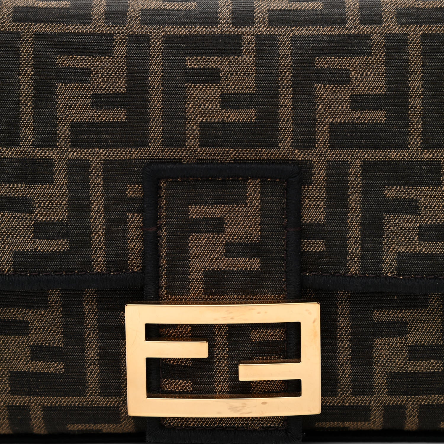Fendi Fabric Jacquard FF 1974 Medium Baguette Tobacco Moro Black 8 of 12