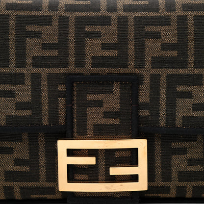 Fendi Fabric Jacquard FF 1974 Medium Baguette Tobacco Moro Black 8 of 12