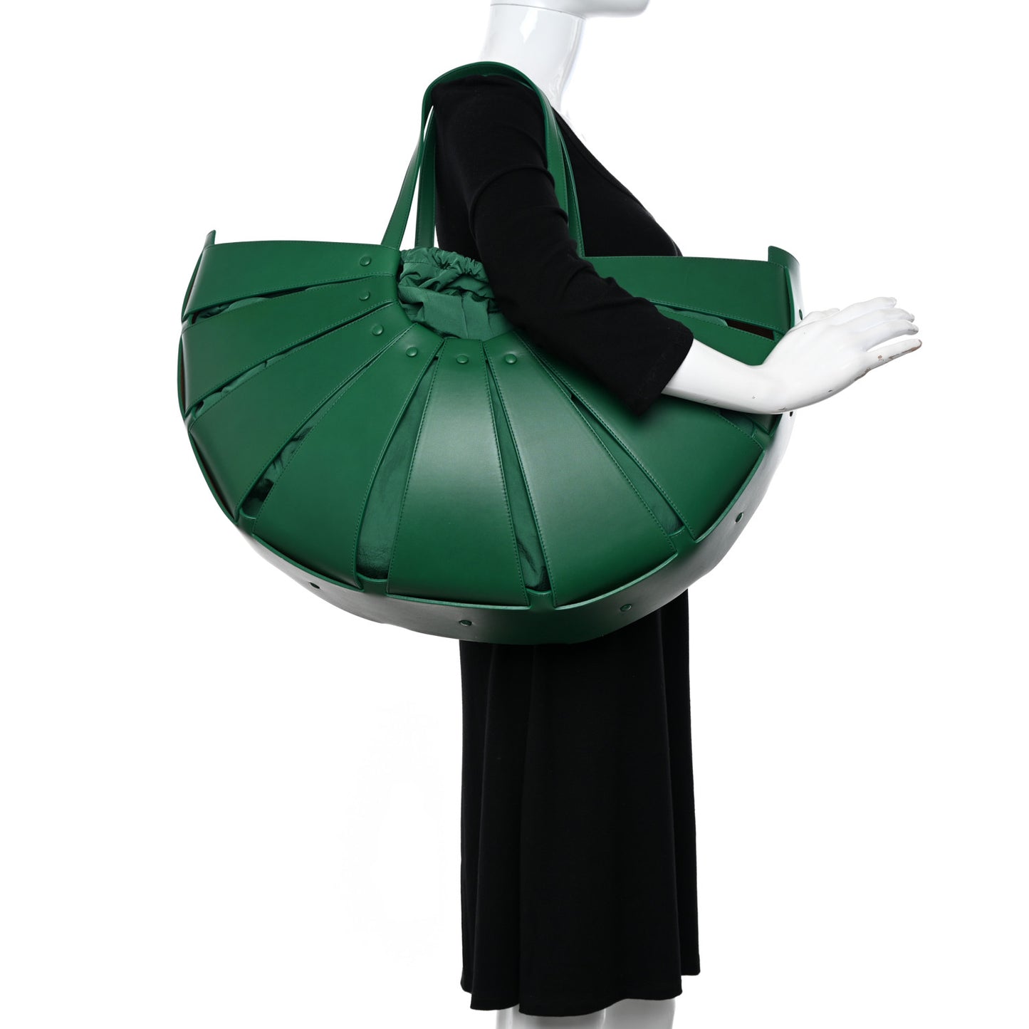 French Calfskin Large Shell Bag Racing Green