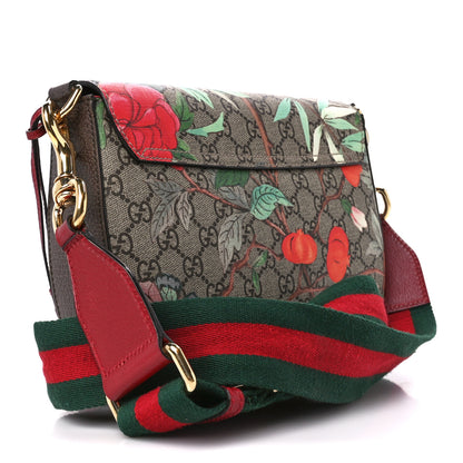 Gucci GG Supreme Monogram Tian Web Medium Padlock Messenger Shoulder Bag Beige Multicolor New Acero 3 of 12