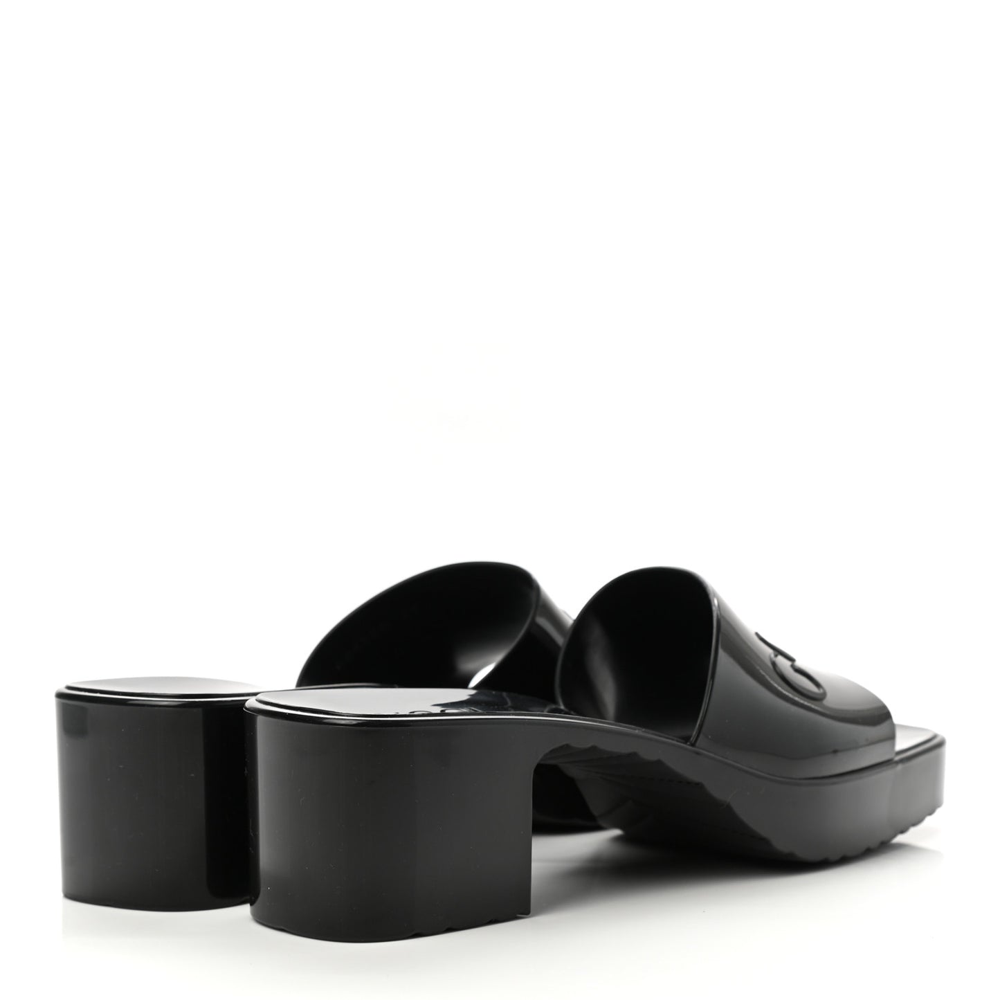 Rubber Gucci Logo Womens Platform 20/60mm Slide Sandals 39 Black