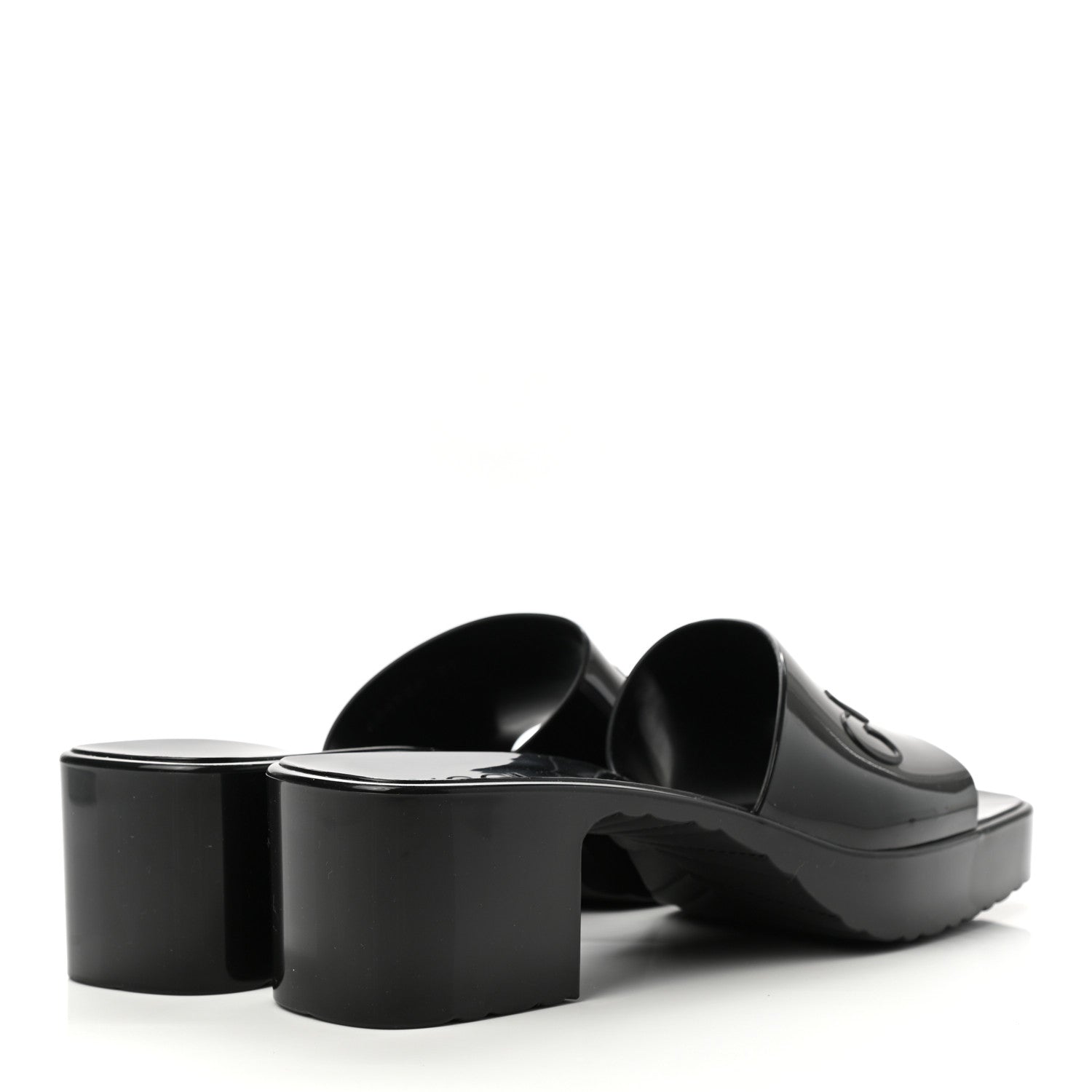 Gucci Rubber Gucci Logo Womens Platform 20/60mm Slide Sandals 39 Black 4 of 9