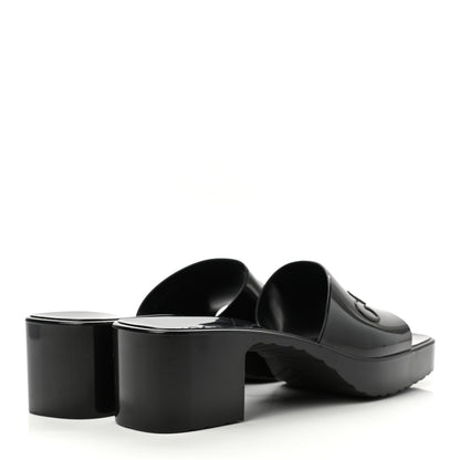 Gucci Rubber Gucci Logo Womens Platform 20/60mm Slide Sandals 39 Black 4 of 9