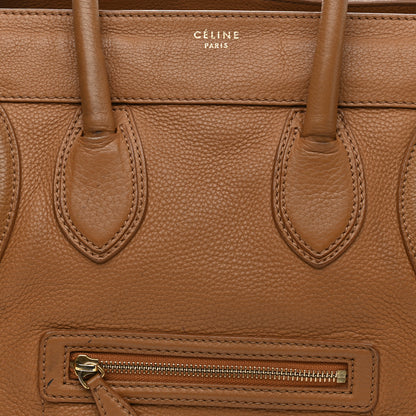Celine Drummed Calfskin Mini Luggage Camel 7 of 17
