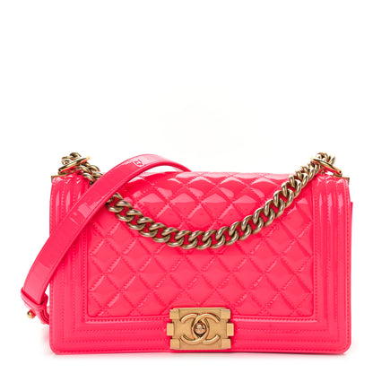Chanel Patent Quilted Medium Boy Flap Pink 1 of 12