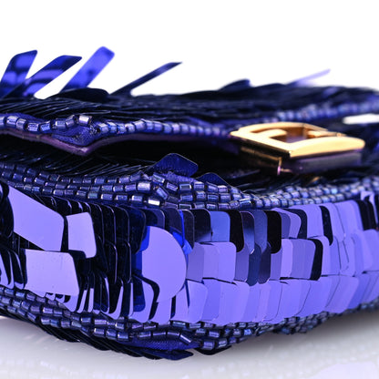 Fendi Sequin Paillettes Shiny Nappa Sex and the City Nano Baguette Charm Viola Purple Rain 9 of 14