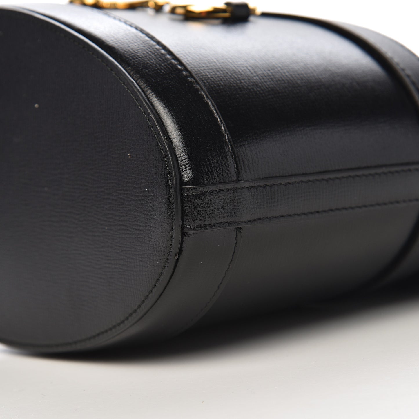 Azalea Sakai Calfskin Horsebit 1955 Drawstring Bucket Bag Black
