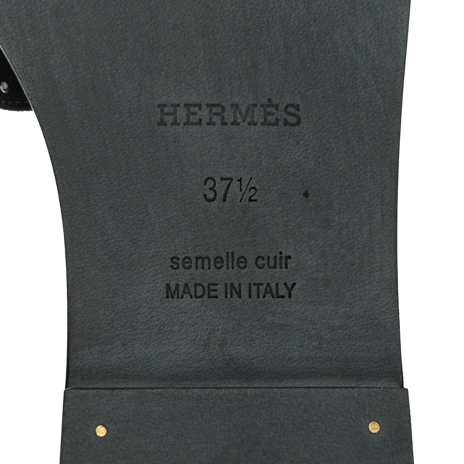 Hermes Suede Goatskin Studded Oran Sandals 37.5 Black 8 of 9