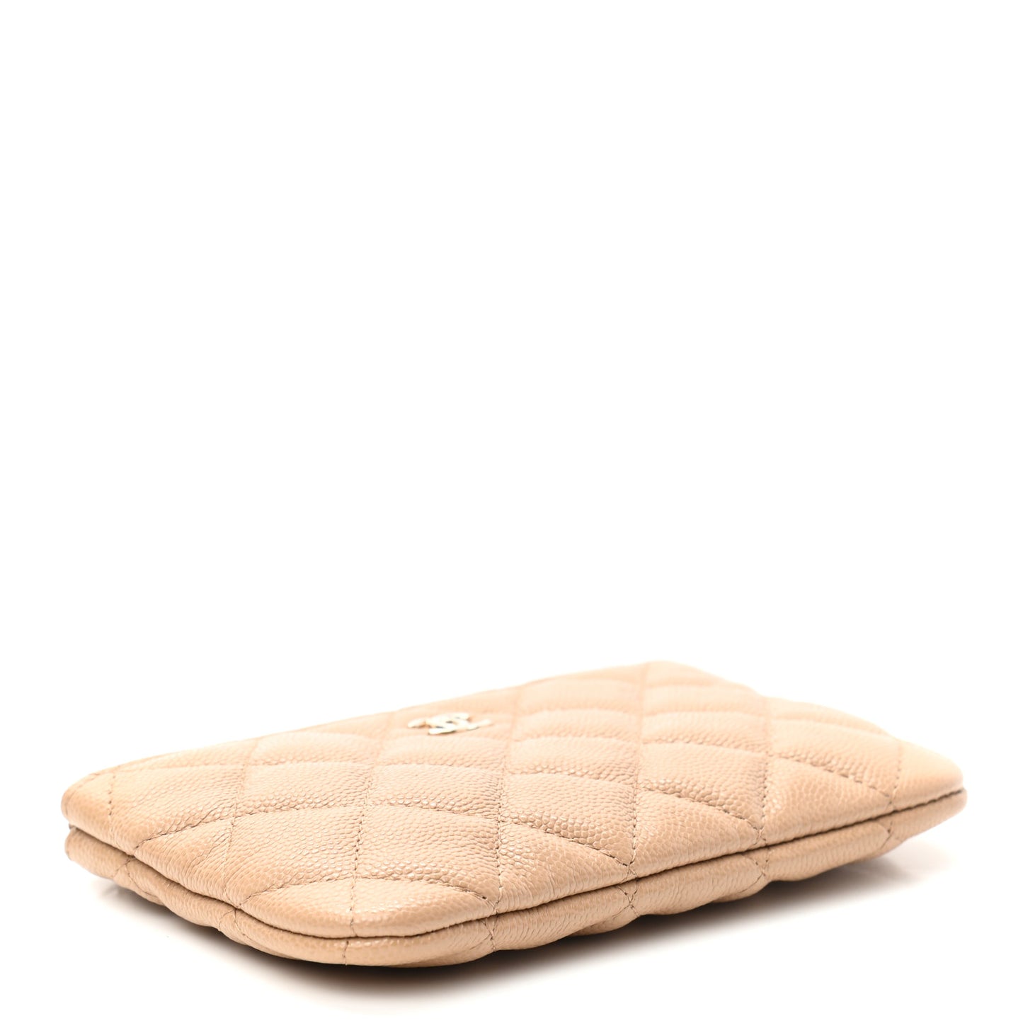 Caviar Quilted Small Cosmetic Case Beige