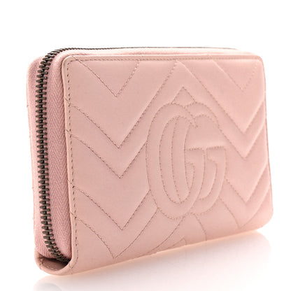 Gucci Calfskin Matelasse GG Marmont Zip Around Wallet Perfect Pink 3 of 6