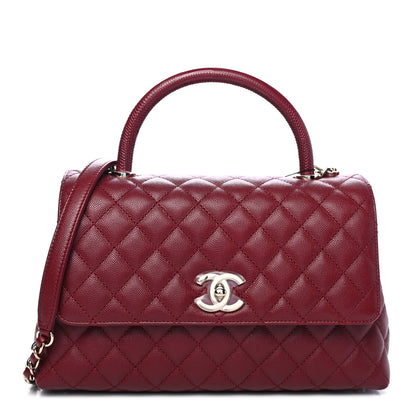 Chanel Caviar Lizard Embossed Quilted Small Coco Handle Flap Burgundy 1 of 4