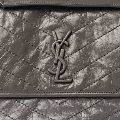 Saint Laurent Crinkled Calfskin Matelasse Monogram Medium Niki Chain Satchel Fog 8 of 10