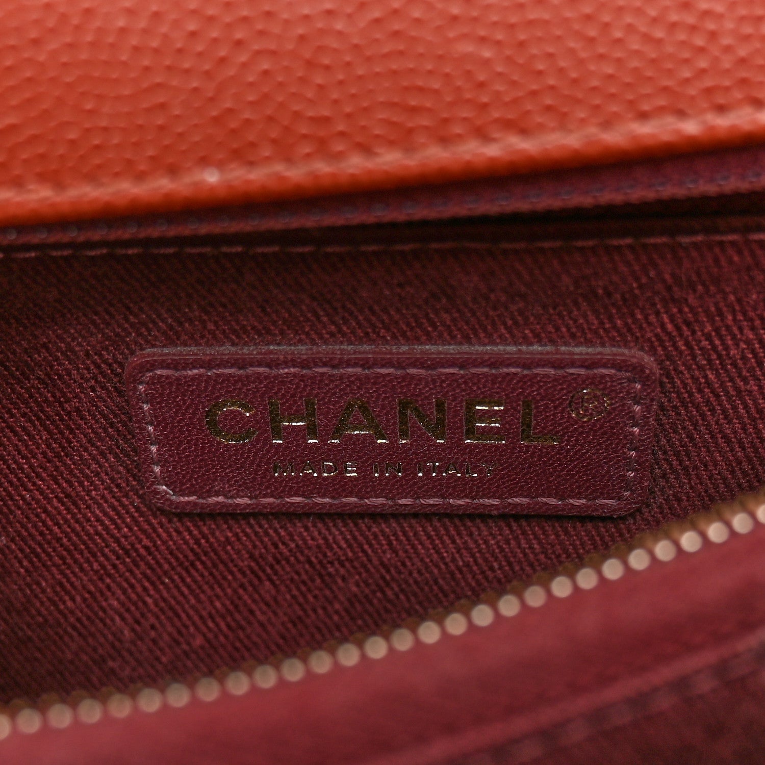 Chanel Caviar Chevron Quilted Small Coco Handle Flap Dark Orange 6 of 12