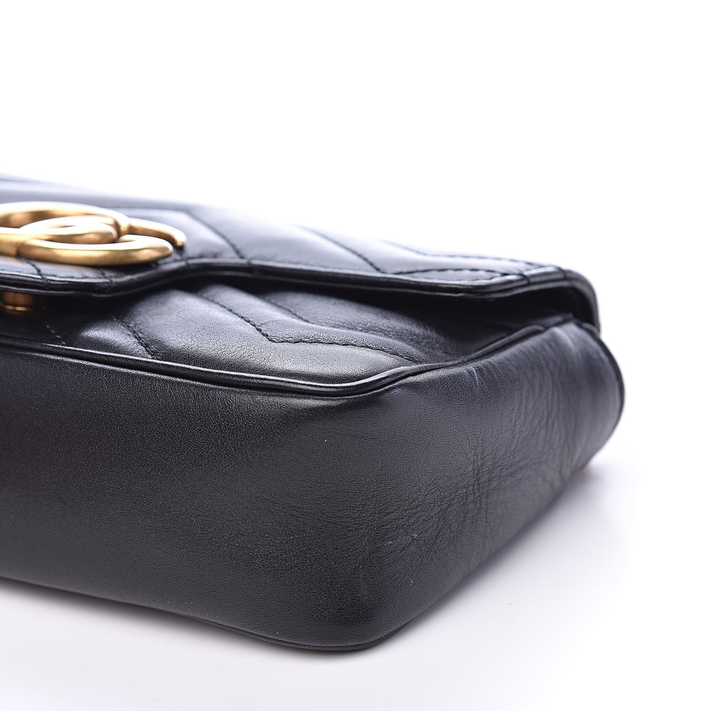 Calfskin Matelasse Super Mini GG Marmont Shoulder Bag Black