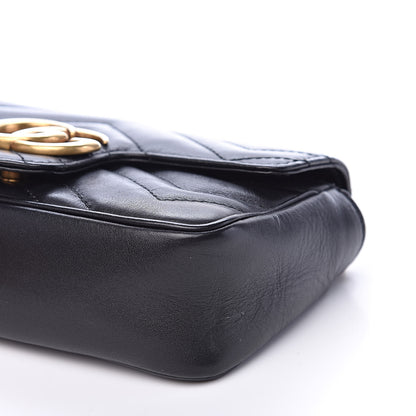 Gucci Calfskin Matelasse Super Mini GG Marmont Shoulder Bag Black 10 of 14