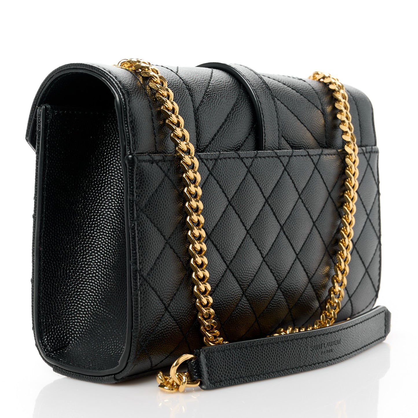 Grain De Poudre Textured Mixed Matelasse Triquilt Small Monogram Satchel Black