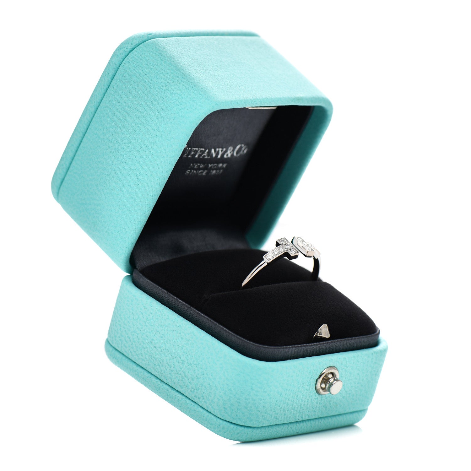 Tiffany 18K White Gold Diamond T Wire Ring 62 10 6 of 6