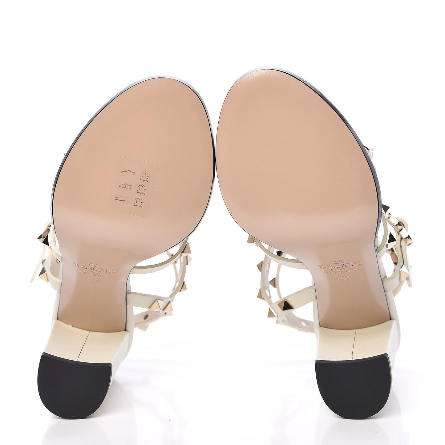 Calfskin Rockstud 90mm City Sandals 35.5 White