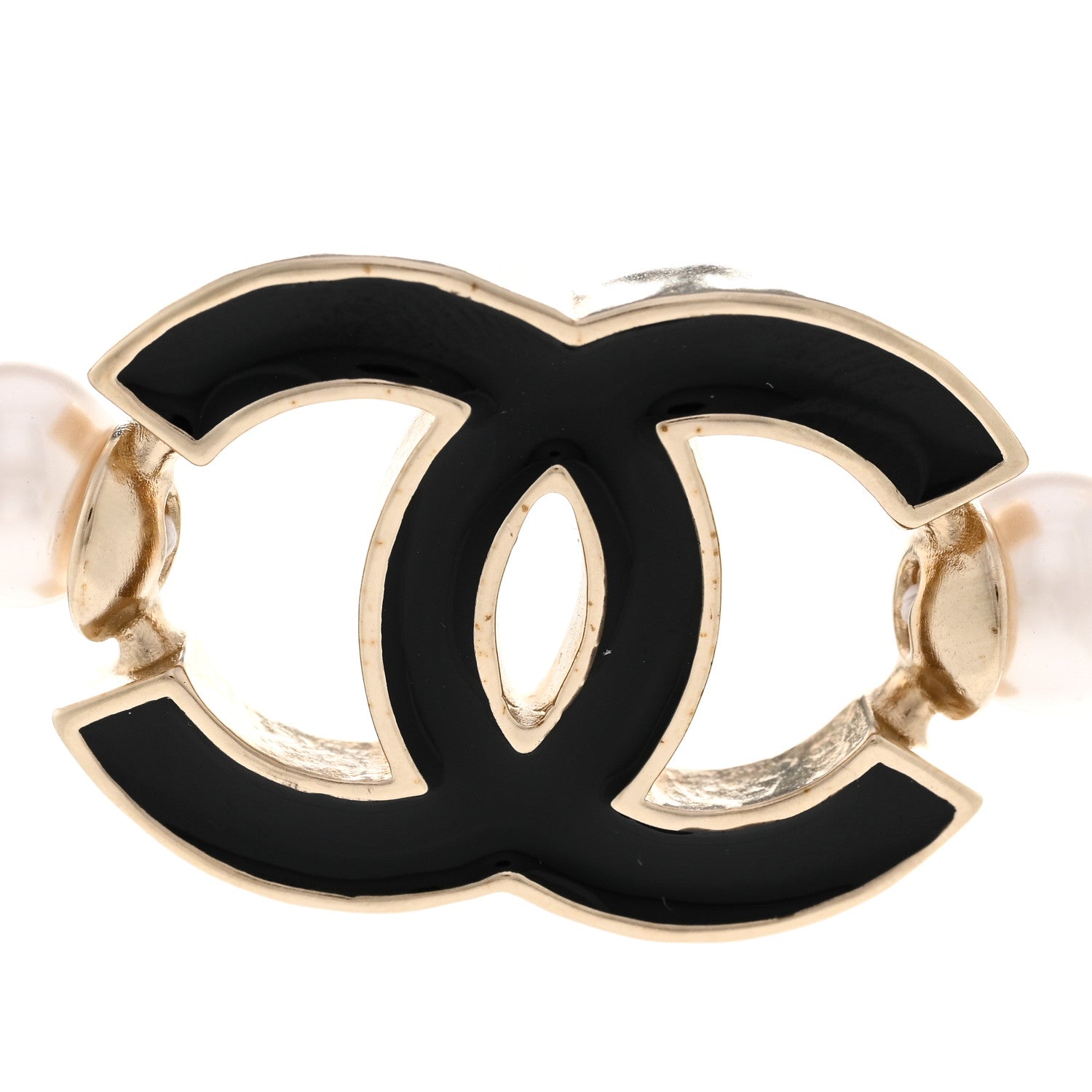 Chanel Pearl Resin CC Choker Necklace Gold White Black 4 of 6