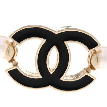 Chanel Pearl Resin CC Choker Necklace Gold White Black 4 of 6