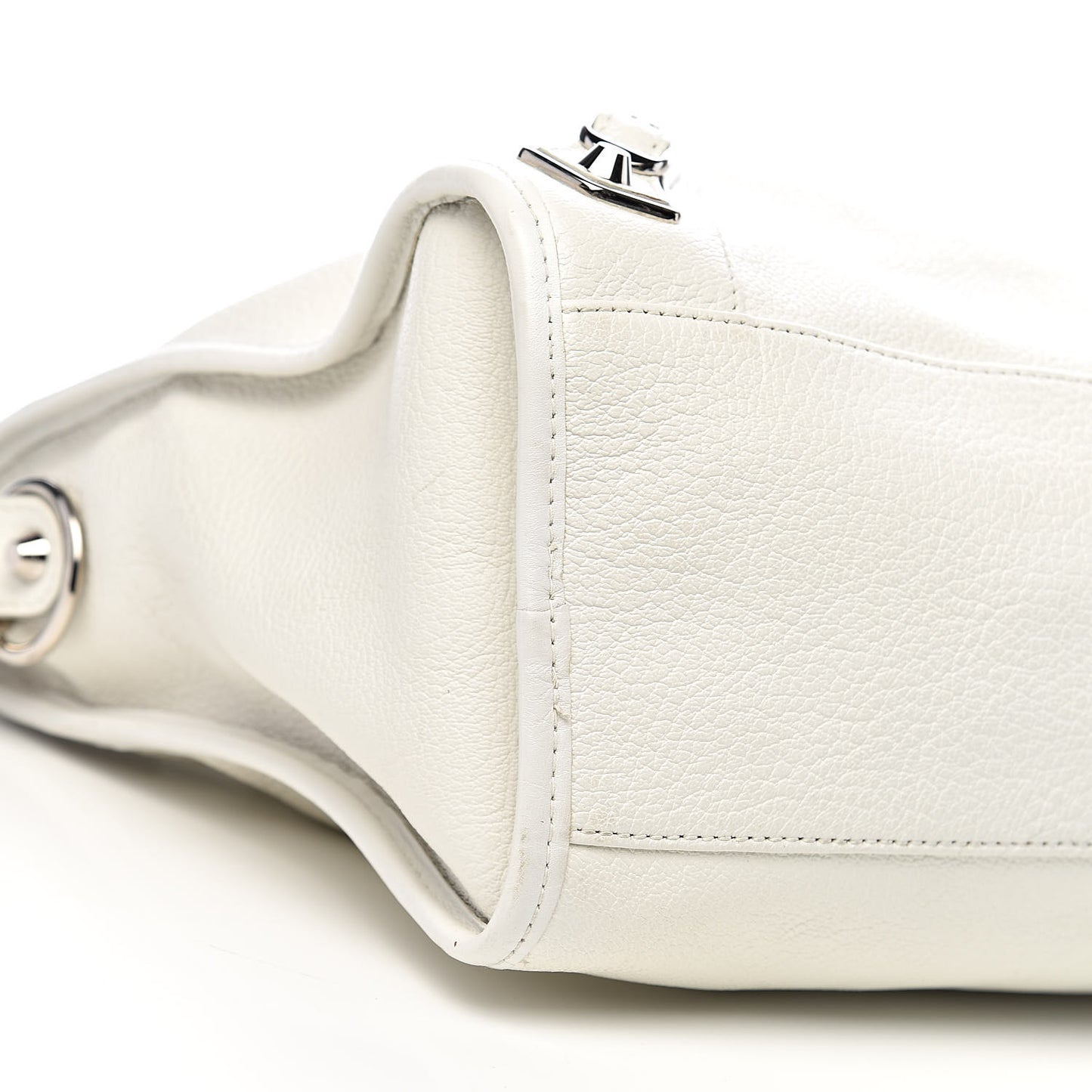 Chevre Silver Metallic Edge Hardware City White