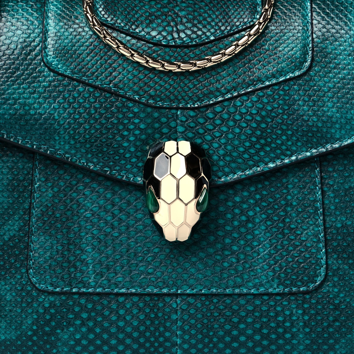 Shiny Karung Serpenti Forever Top Handle Emerald Green