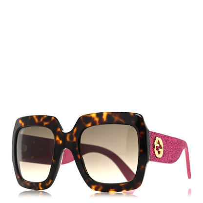 Gucci Square Frame GG0102S Sunglasses Glitter Pink Multi 1 of 7