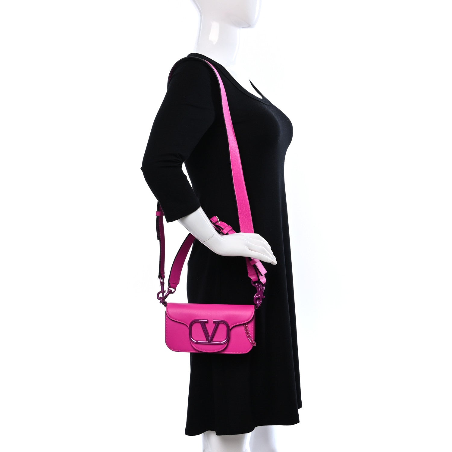 Valentino Garavani Calfskin Lacquer Monochrome Vlogo Mini Loco Crossbody Bag Pink PP 2 of 9