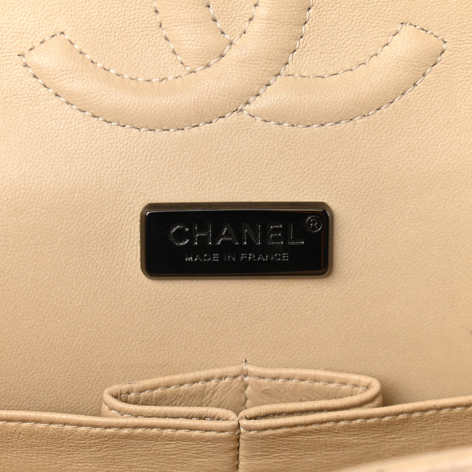 Chanel Lambskin Hand Painted Medium Double Flap Ecru Black 5 of 8