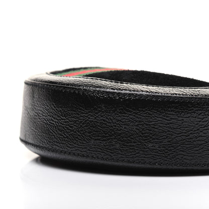 Gucci Suede Patent Web Mini Ophidia Round Shoulder Bag Black 7 of 16