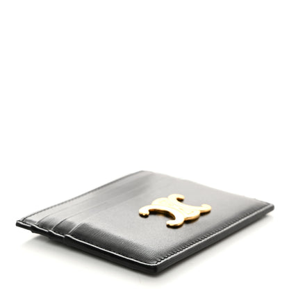 Celine Shiny Calfskin Triomphe Card Holder Black 4 of 7