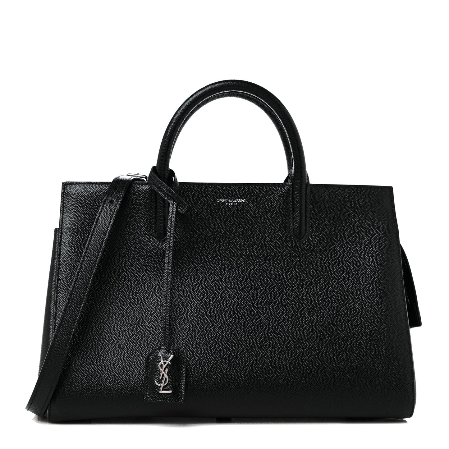 Grained Calfskin Small Cabas Rive Gauche Black