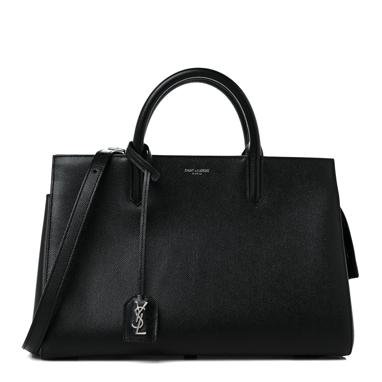 Saint Laurent Grained Calfskin Small Cabas Rive Gauche Black 1 of 9