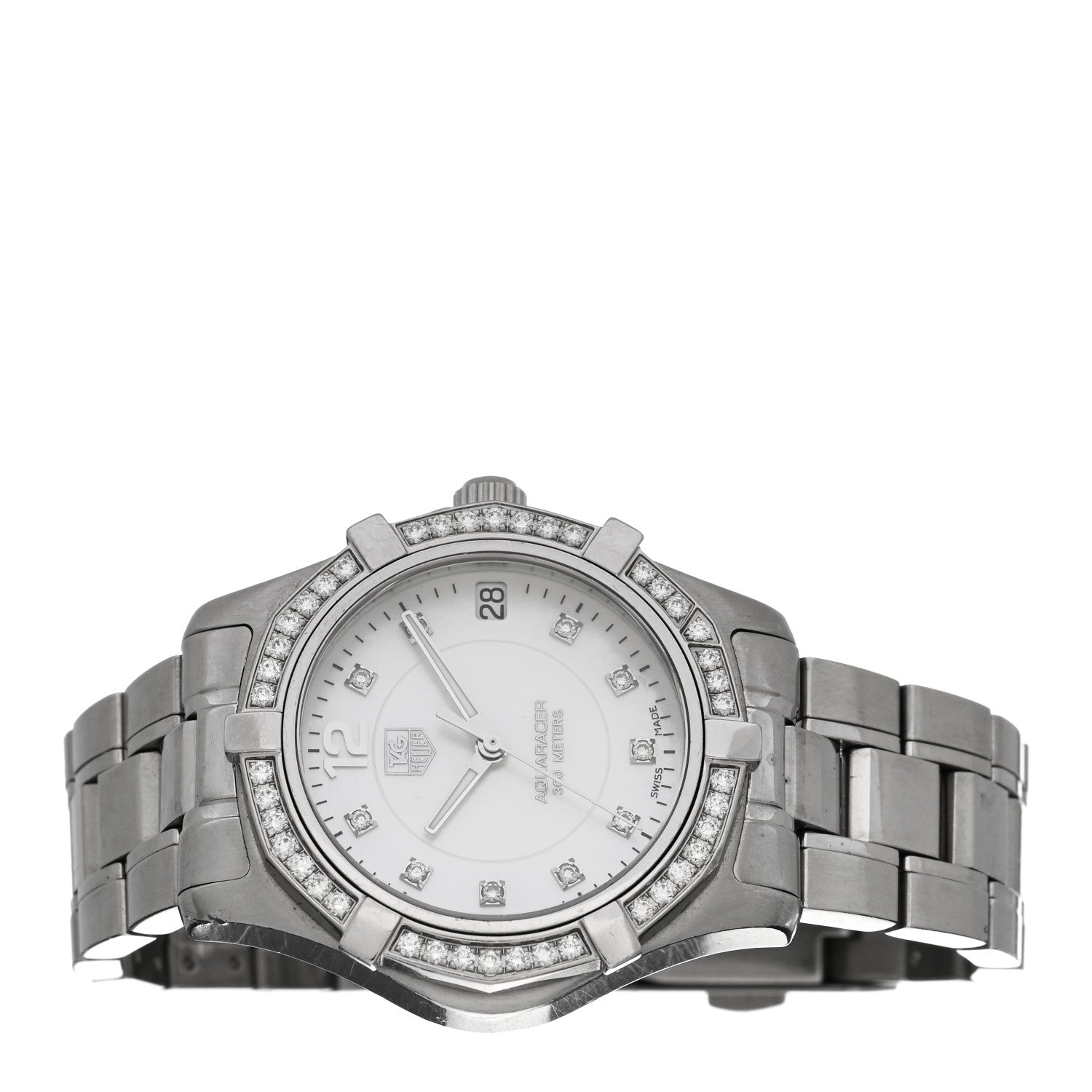 Tag Heuer Stainless Steel Diamond Bezel Mother of Pearl 33mm Aquaracer Lady Quartz Watch WAF1313 2 of 4