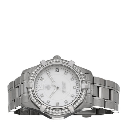 Tag Heuer Stainless Steel Diamond Bezel Mother of Pearl 33mm Aquaracer Lady Quartz Watch WAF1313 2 of 4