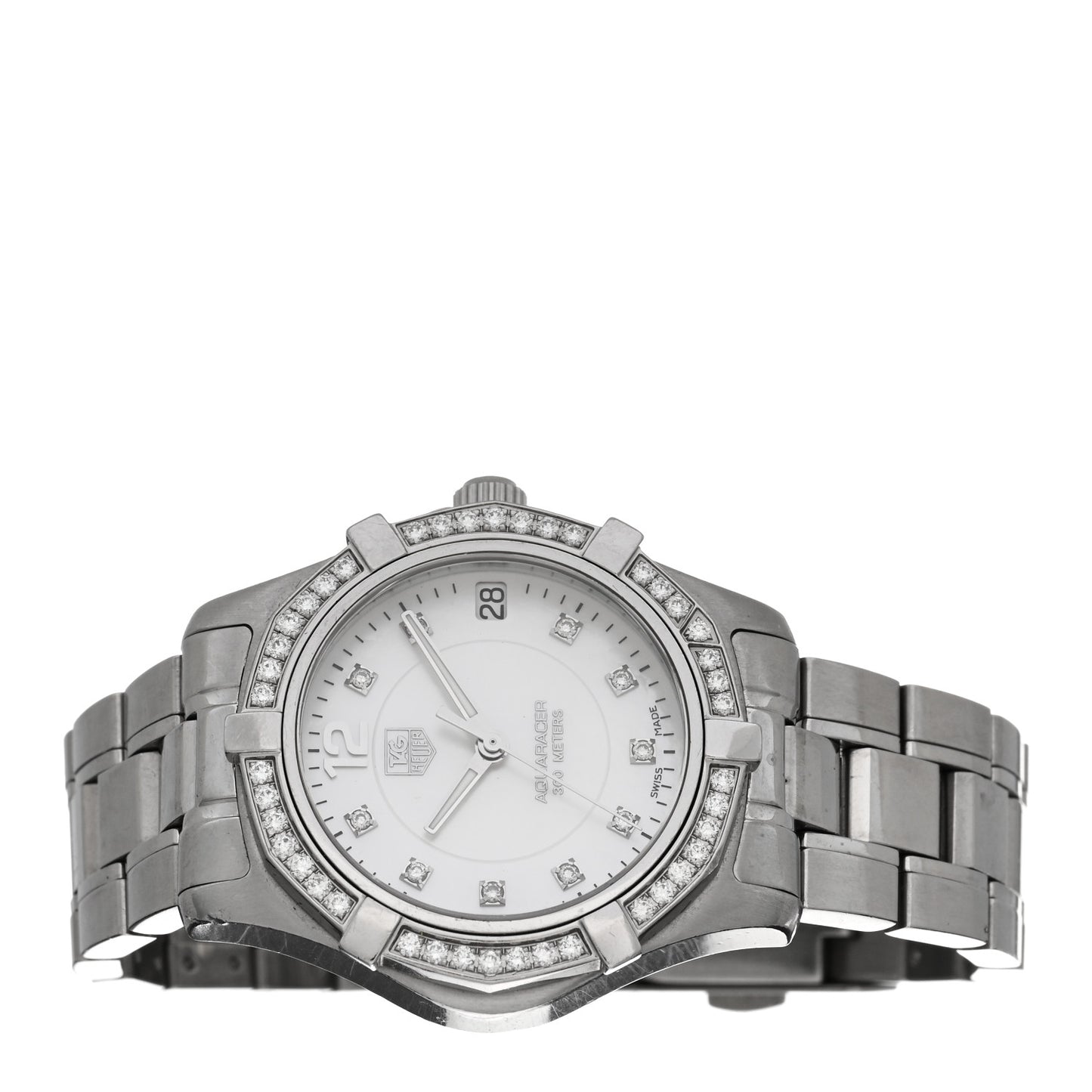 Stainless Steel Diamond Bezel Mother of Pearl 33mm Aquaracer Lady Quartz Watch WAF1313