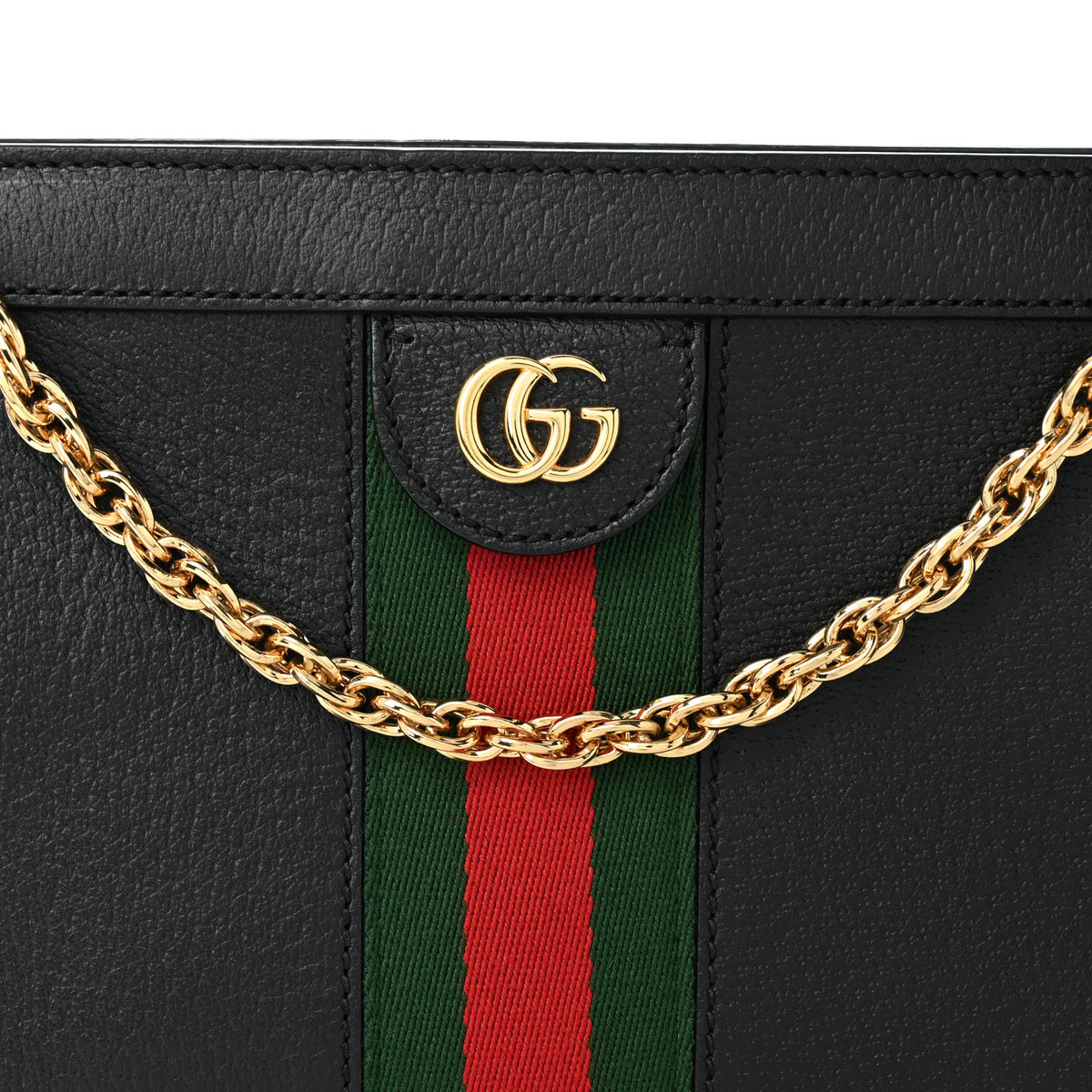 Gucci Calfskin GG Web Small Ophidia Chain Shoulder Bag Black 8 of 10