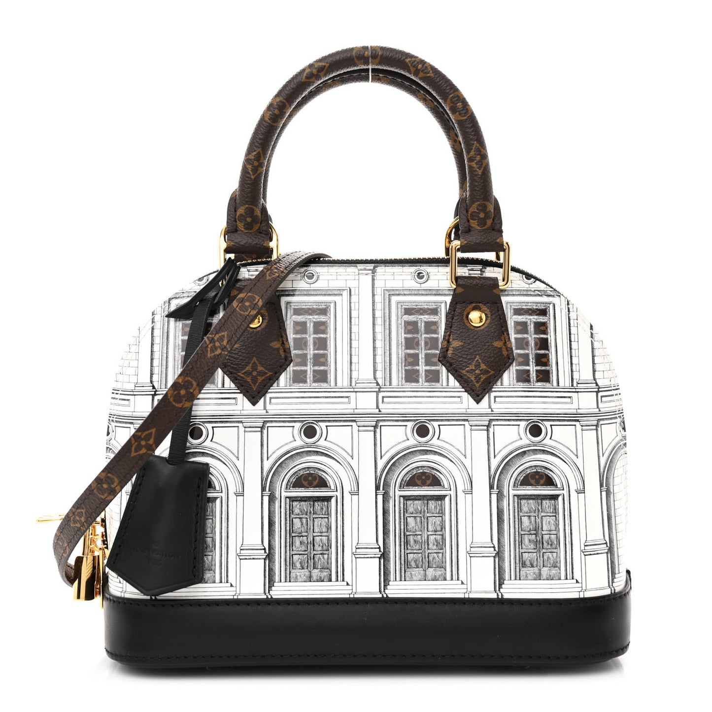 X FORNASETTI Calfskin Architettura Alma BB Black White