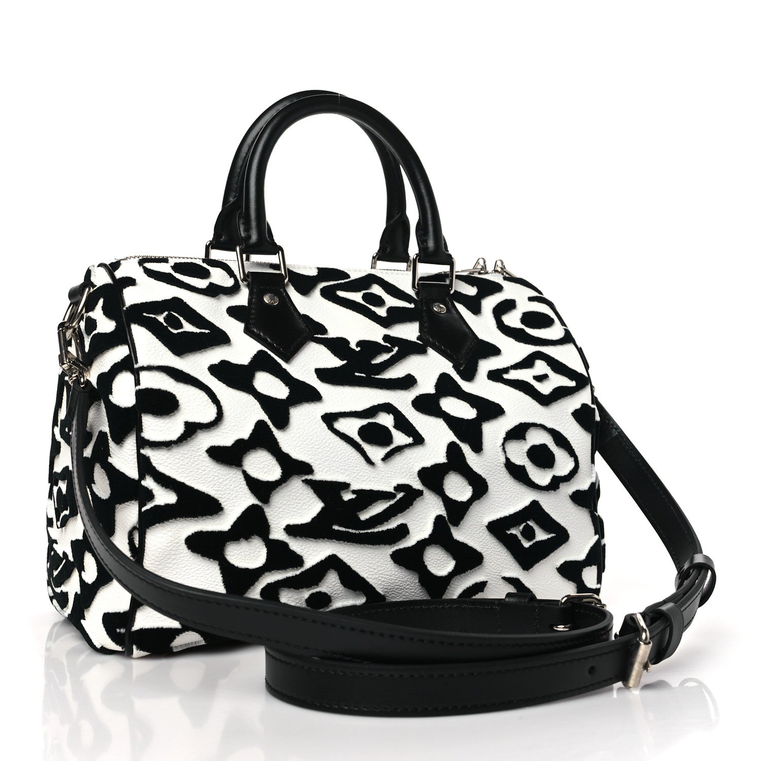 Louis Vuitton X UF Tufted Monogram Speedy Bandouliere 25 White Black 3 of 10